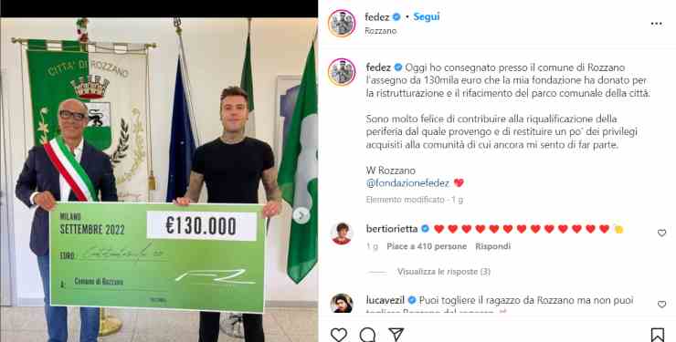 fedez assegno